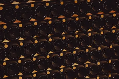 Garrafas de vinho em garrafeira